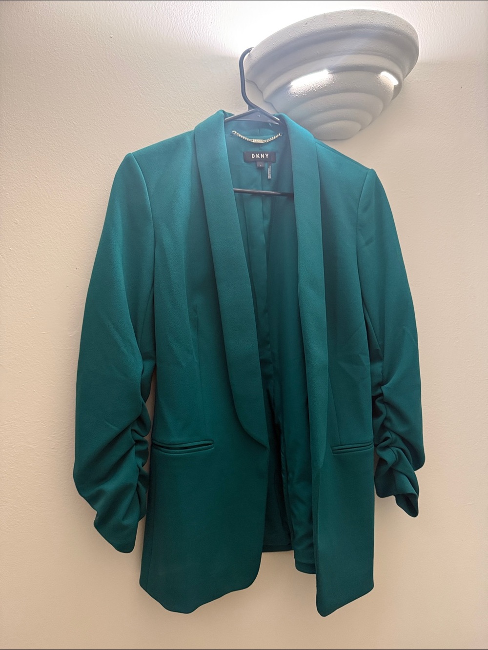 DKNY Teal Green Shawl Collar Blazer